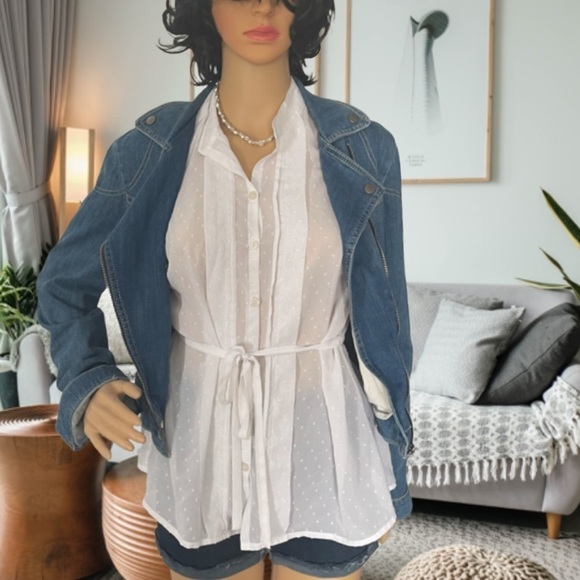 Asymmetrical Cropped Jean Jacket MNG by Mango - Picture 8 of 14